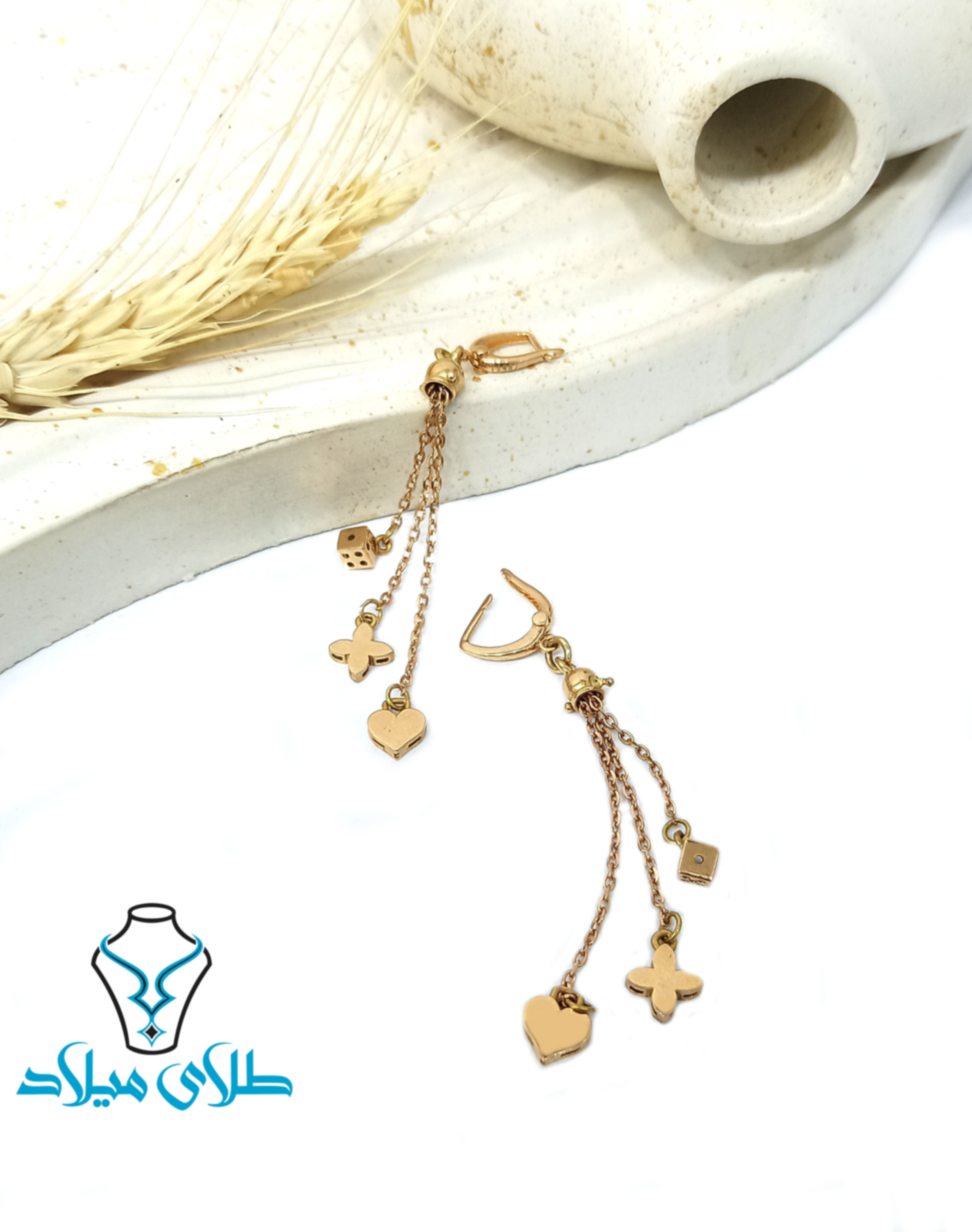 گوشواره آویز آیلین · گوشواره آویز طلا · 18 عیار · 2.38 گرم