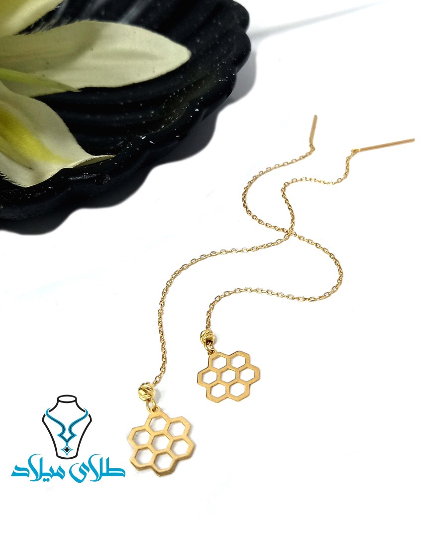 گوشواره بخیه ای آناهیتا · گوشواره آویز طلا