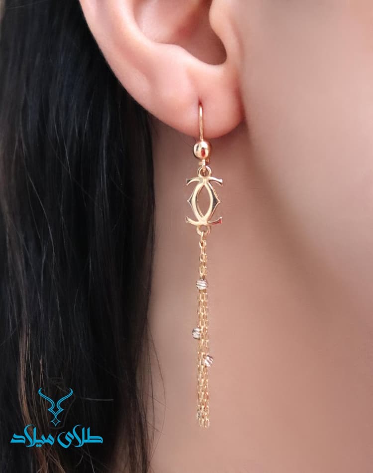 گوشواره آویز شنل کد2 · گوشواره آویز طلا · 18 عیار · 3.29 گرم