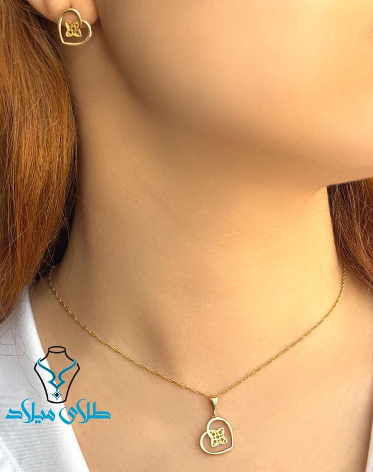 نیم ست دلسا طلا · نیم ست طلا بدون نگین · 18 عیار · 2 گرم
