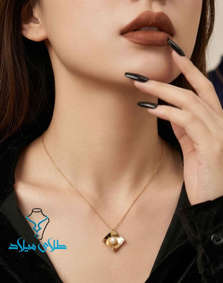 گردنبند طلا درین · گردنبند مروارید طلا · 18 عیار · 3.94 گرم