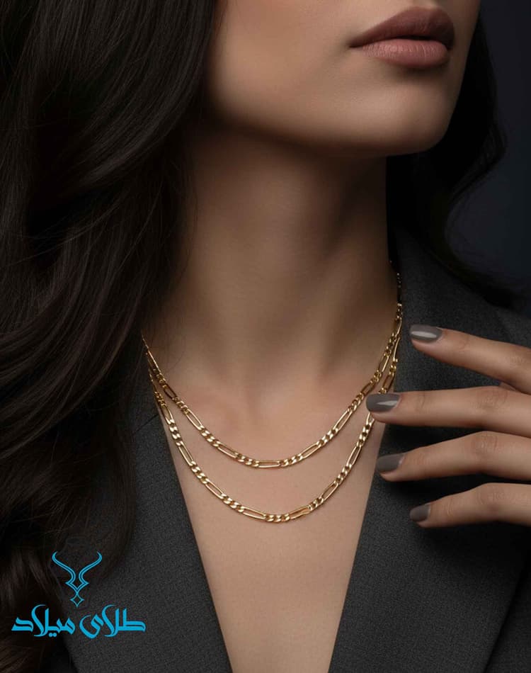 گردنبند فیگارو کد6 · گردنبند مردانه طلا · 18 عیار · 3.4 گرم