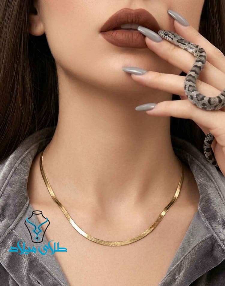 گردنبند هرینگبون کد19 · گردنبند مردانه طلا · 18 عیار · 10.46 گرم