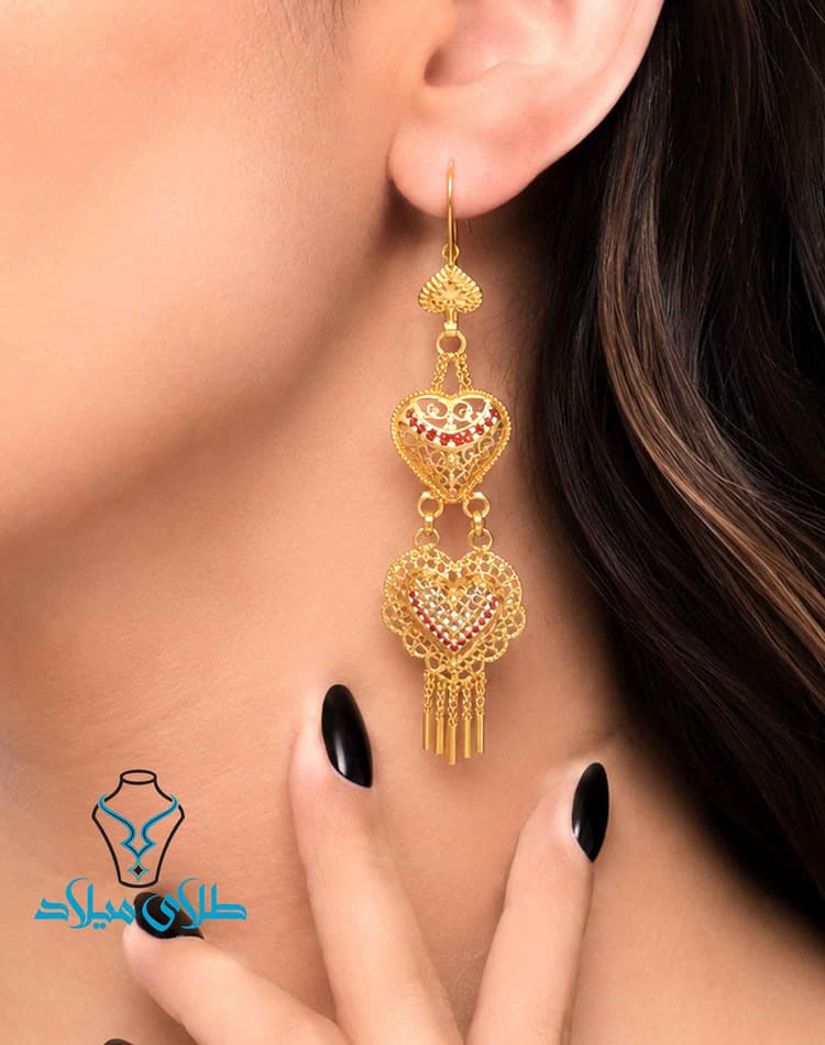 گوشواره آویز هندی · گوشواره آویز طلا · 18 عیار · 5.51 گرم