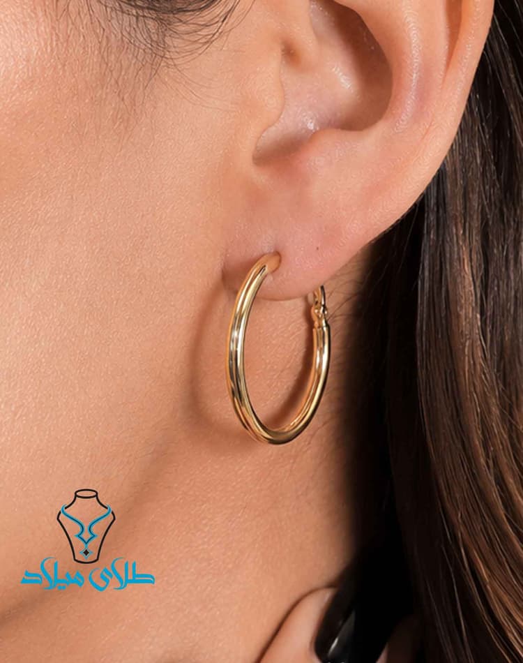 خرید گوشواره حلقه‌ای سلنا · گوشواره حلقه‌ ای · 18 عیار · 2.77 گرم