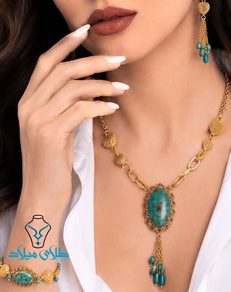 سرویس طلا فیروزه کد1 · سرویس طلا · 18 عیار · 35.1 گرم