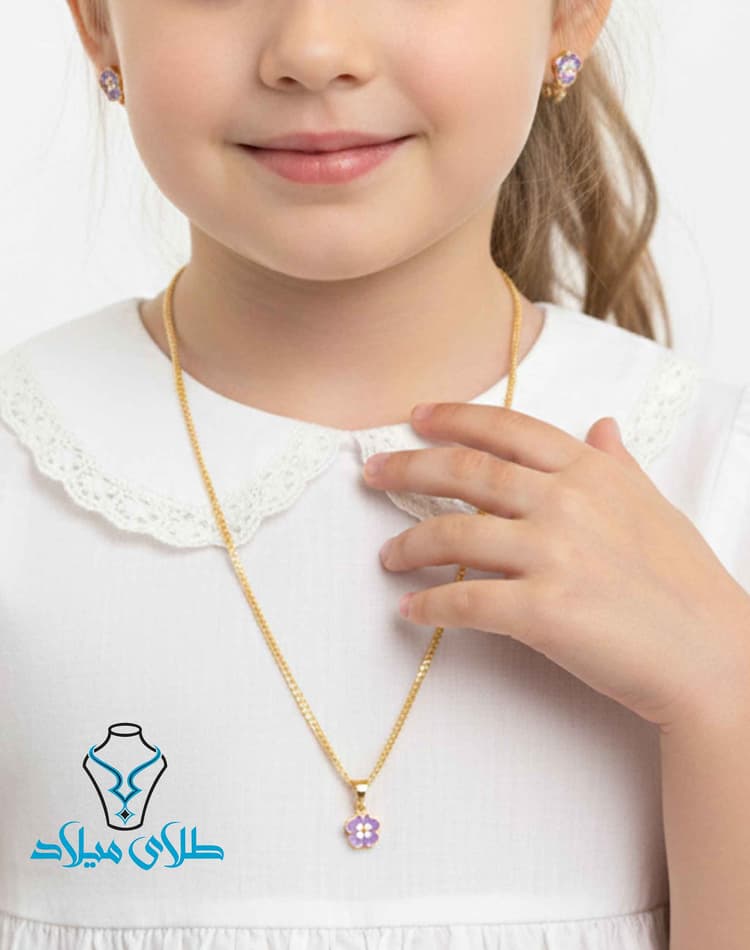 نیم ست بچگانه کد2 · نیم ست طلا بدون نگین · 18 عیار · 1.91 گرم