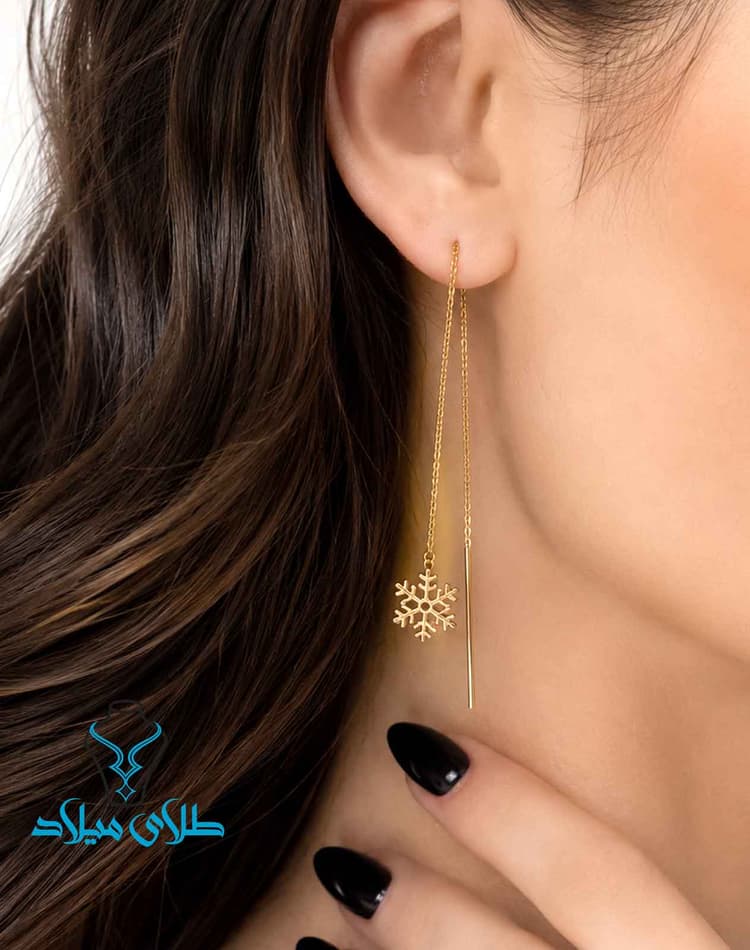گوشواره بخیه ای کد4 · گوشواره آویز طلا · 18 عیار · 1.53 گرم