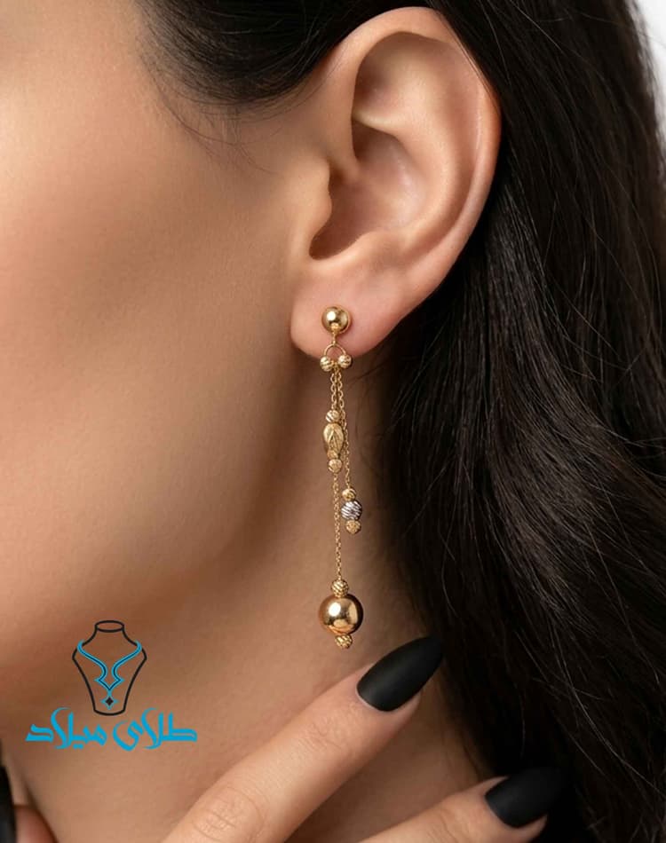 گوشواره آویز دینا · گوشواره آویز طلا · 18 عیار · 4.48 گرم
