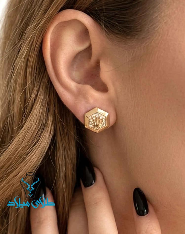 گوشواره میخی رولکس · گوشواره میخی · 18 عیار · 9.4 گرم