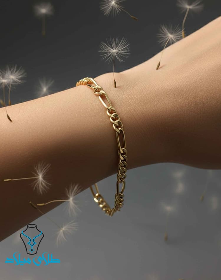 دستبند فیگارو کد3 · دستبند زنجیری · 18 عیار · 3.56 گرم
