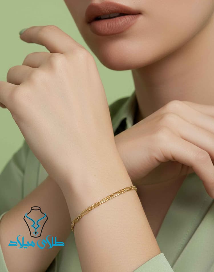 دستبند فیگارو کد4 · دستبند زنجیری · 18 عیار · 2.12 گرم