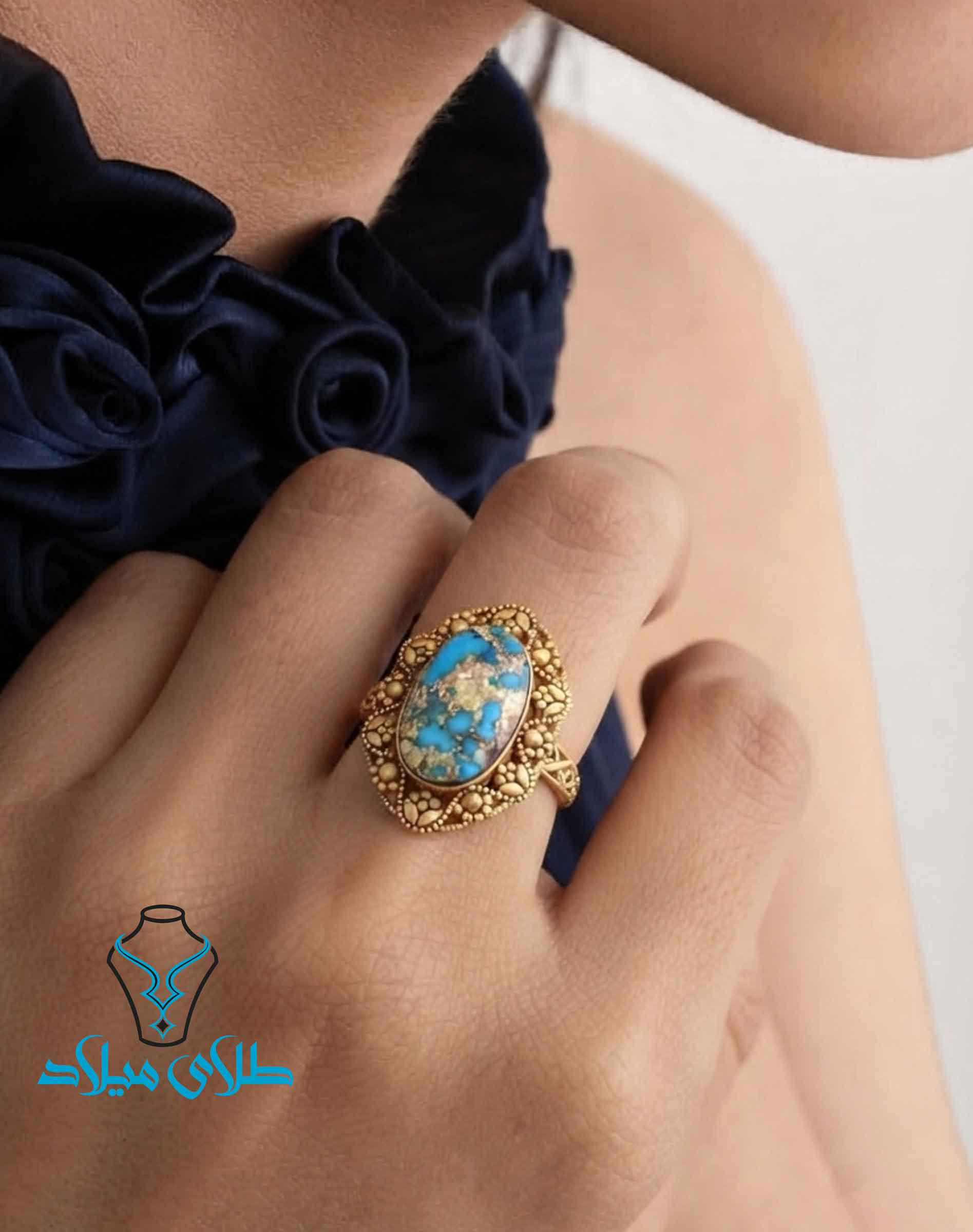 خرید انگشتر طلا فیروزه کد3