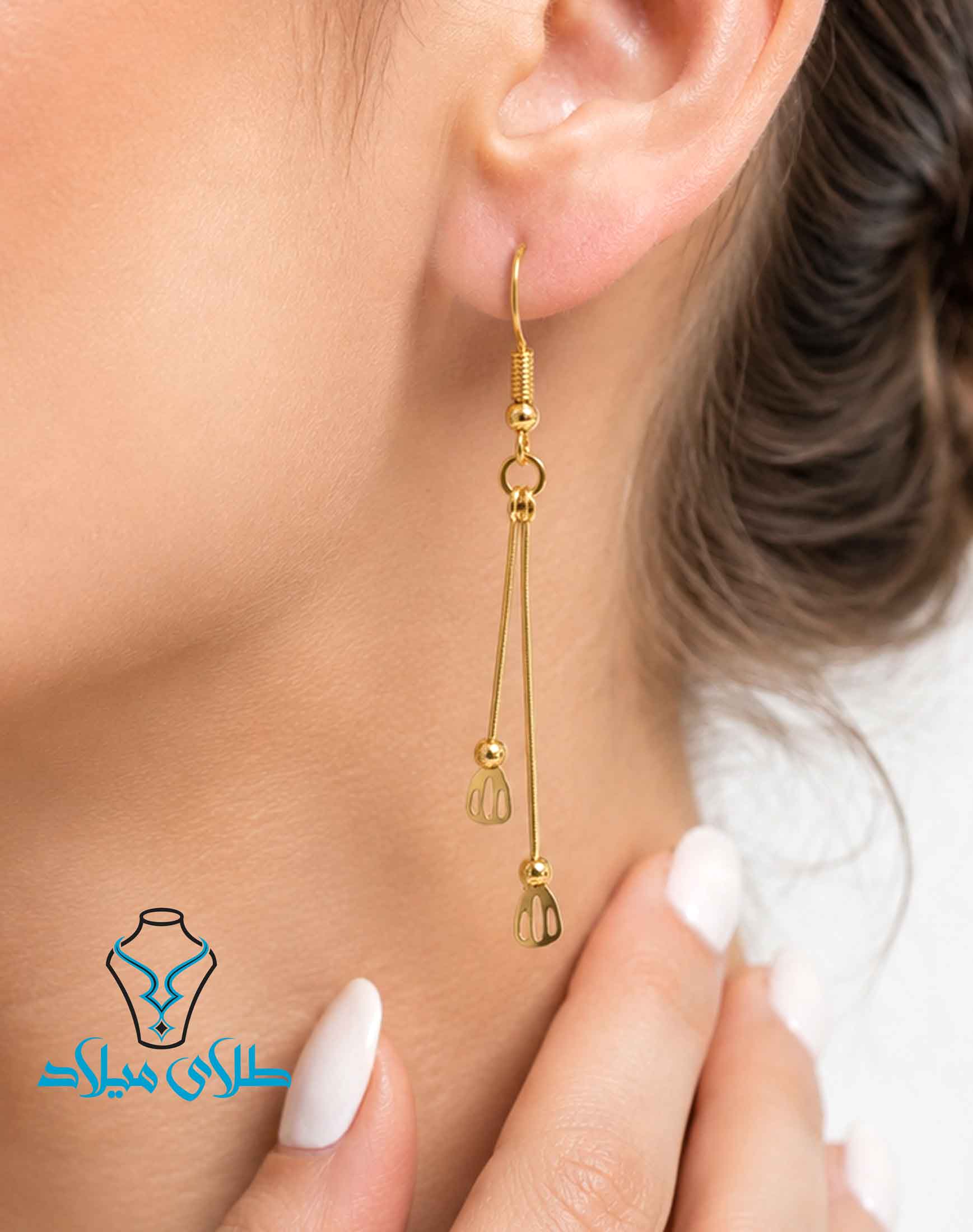 گوشواره آویز مهرو در طلای میلاد