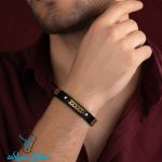 خرید دستبند چرم مردانه کد2 با پلاک طلا