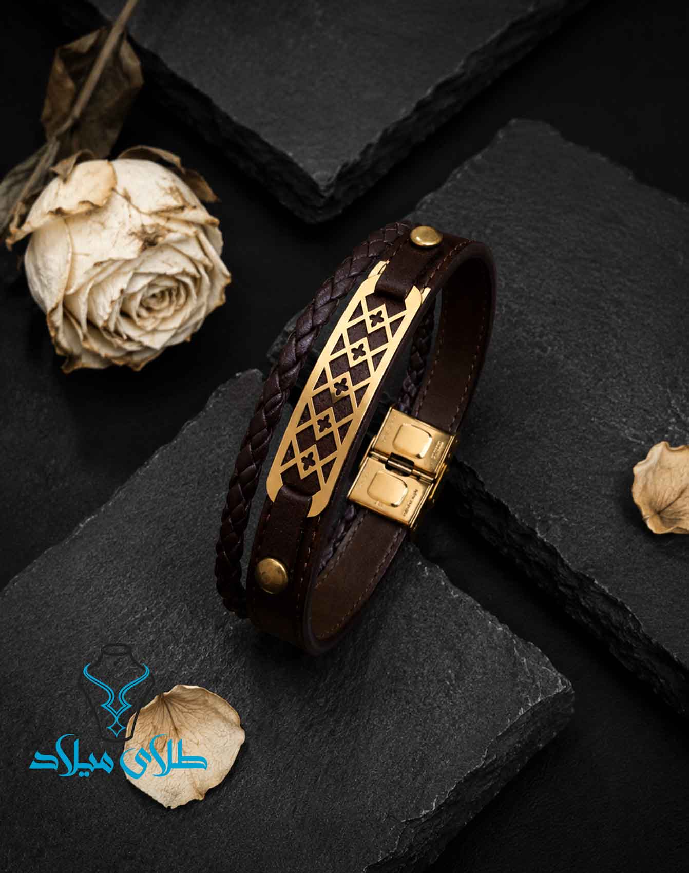 دستبند چرم مردانه کد3 میلادزر