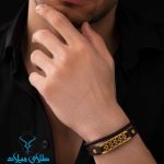 خرید دستبند چرم مردانه کد3 با پلاک طلا