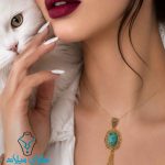 پلاک گردنبند طلا فیروزه کد2