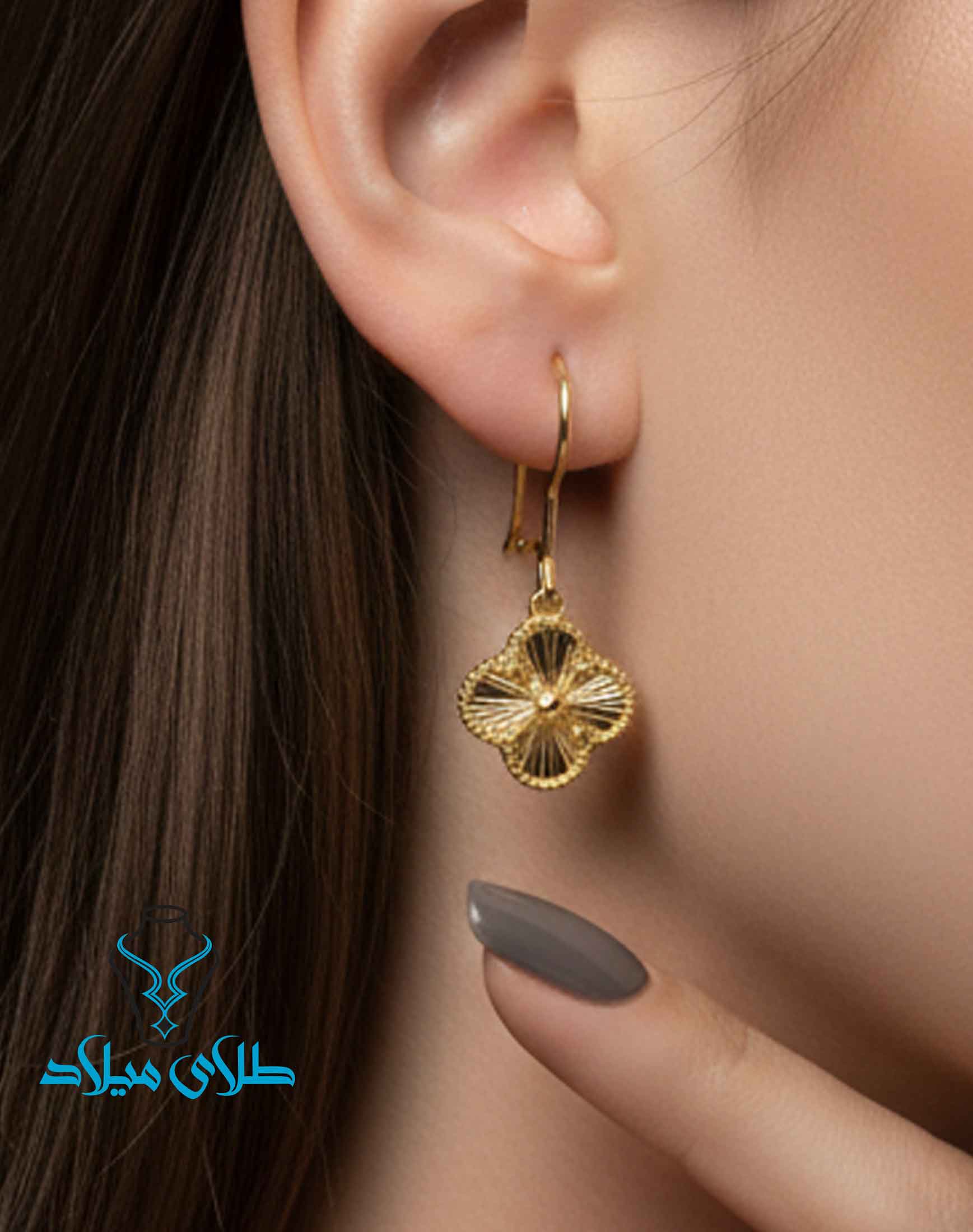 گوشواره آویز ونکلیف طل کد3 از طلای میلاد