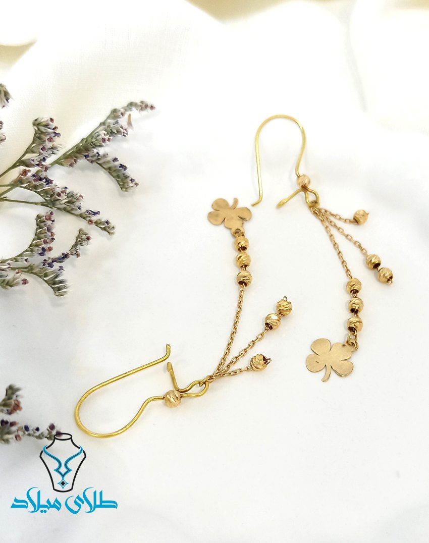 گوشواره طلا آویز کد16 طلای میلاد