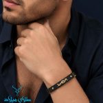 خرید دستبند چرم مردانه کد4 با پلاک طلا