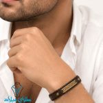 خرید دستبند چرم مردانه کد5 با پلاک طلا