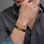 خرید دستبند چرم مردانه کد6 با پلاک طلا