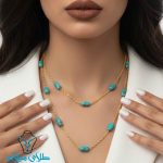 خرید گردنبند طلا فیروزه کد42