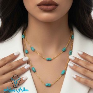 خرید گردنبند طلا فیروزه کد42