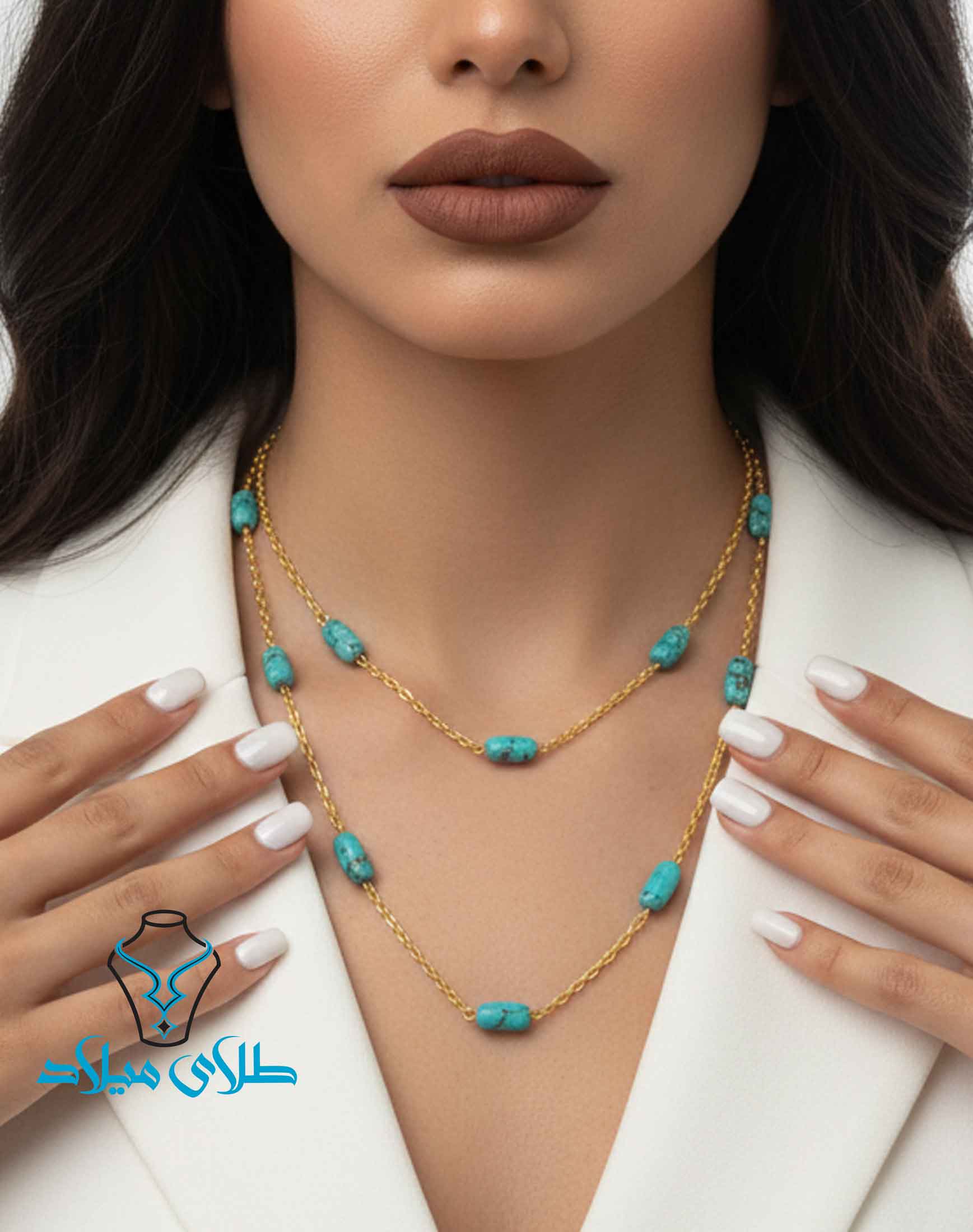خرید گردنبند طلا فیروزه کد42