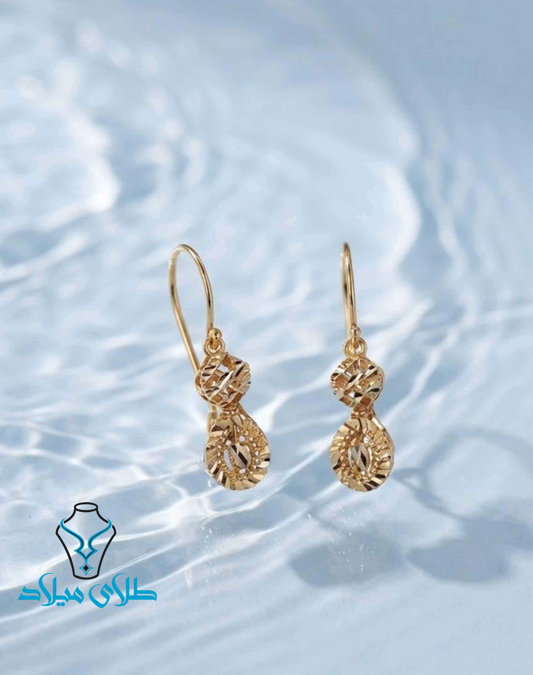 گوشواره آویز طلا کد48 سبک لیزری