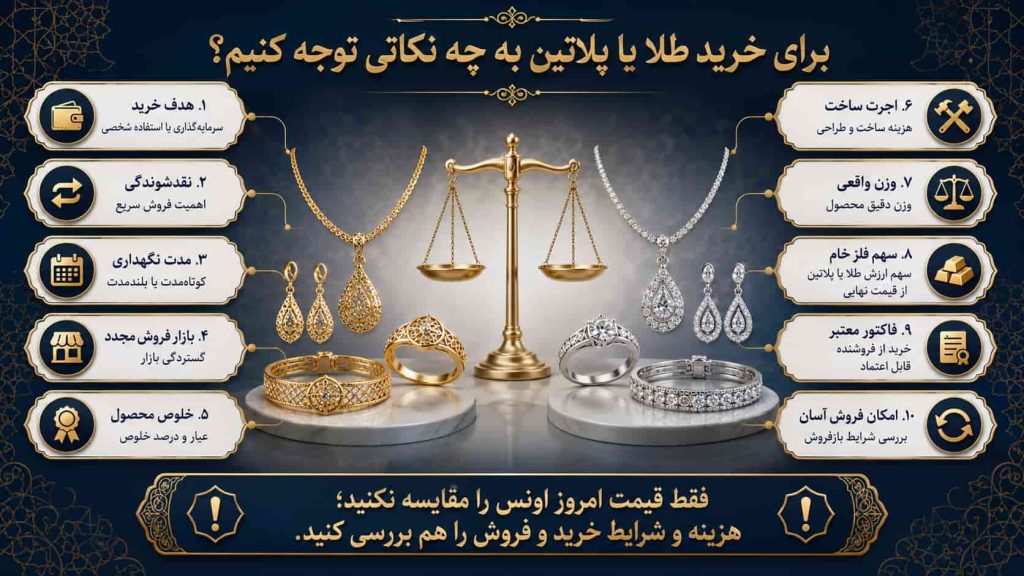 برای خرید طلا یا پلاتین به چه نکاتی توجه کنیم؟