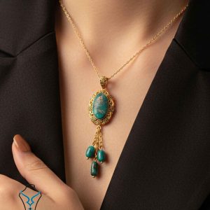 خرید پلاک طلا فیروزه کد10