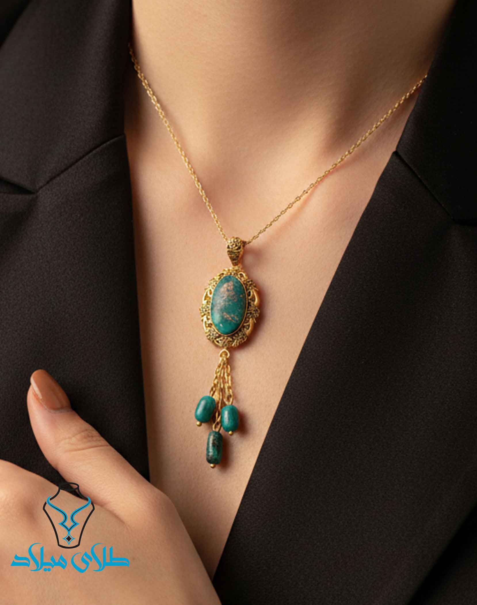 خرید پلاک طلا فیروزه کد10