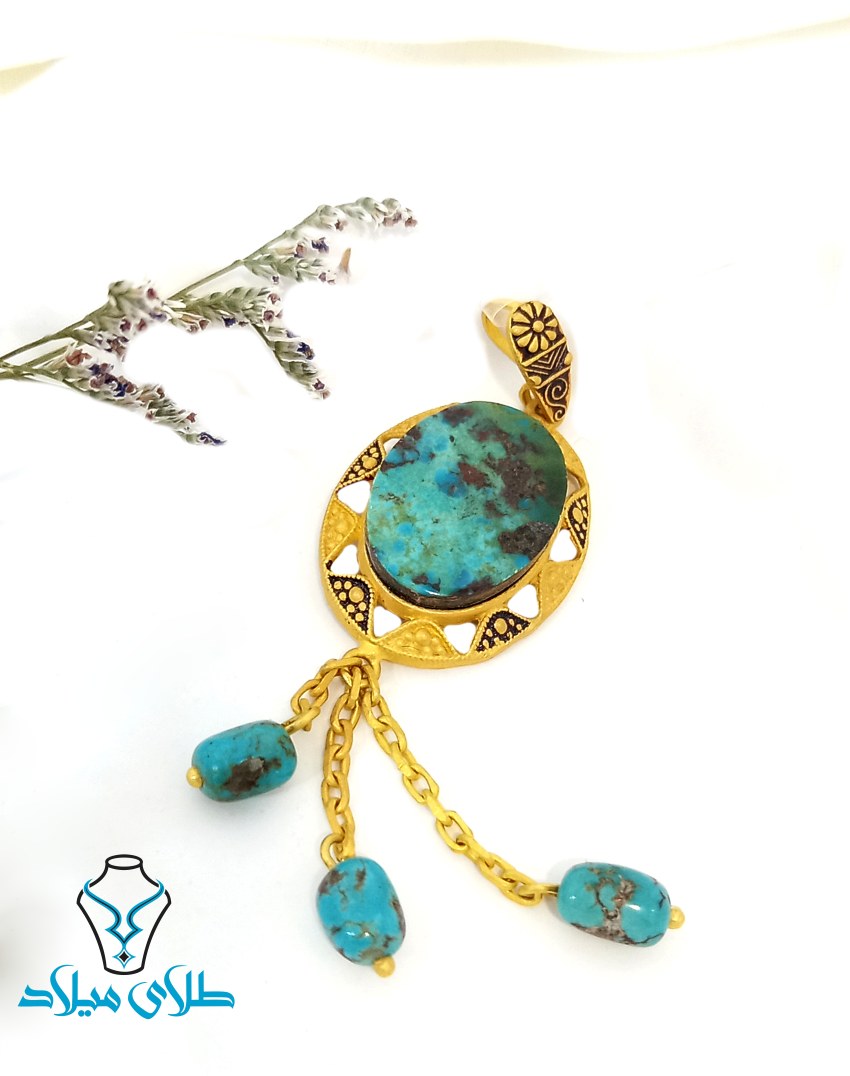 خرید پلاک طلا فیروزه کد9