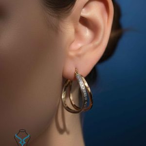 خرید گوشواره طلا حلقه‌ای ورساچ کد60 از میلادزر